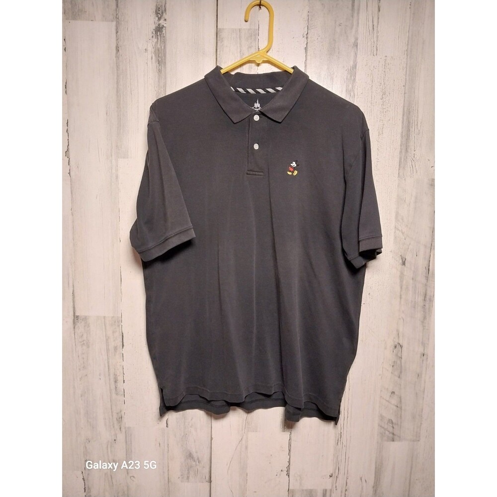 Disney Parks sz Large Black Polo Golf Shirt Mickey Mouse Embroidered Collared